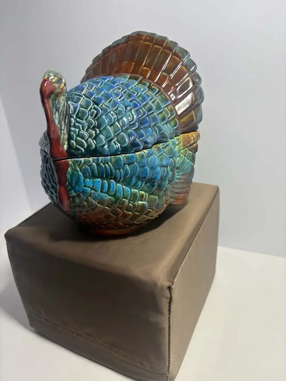 Vintage Ceramic Turkey Covered Candy Dish Thanksgiving Fall Decor